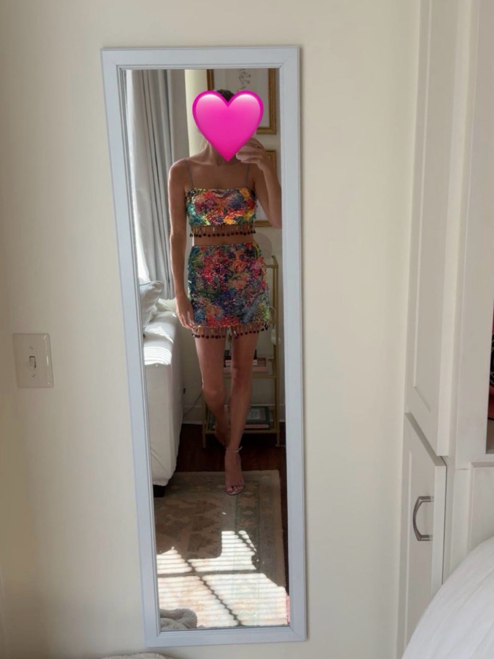 Alexis Multicolor Sequin Mini Skirt and Crop Top Set